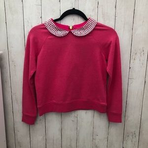 Pink Kate Spade sweater with rhinestone collar